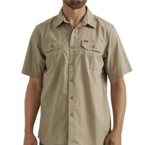 Eddie Bauer Tan Casual Button Down Shirt Short Sleeve